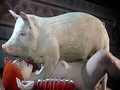 Anime Big Pig with young